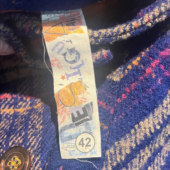 Desigual Embroidered Plaid Wool Coat - Picture 8 of 9